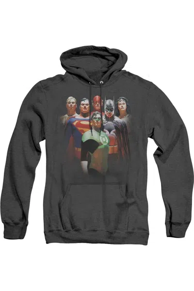 Gildan Justice League Of America Roll Call Adult Heather Hoodie / Hooded Sweatshirt In Black