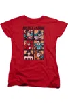 Gildan Justice League Of America Rough Panels Short Sleeve Womens Tee / T-shirt In Red