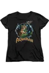 Gildan Justice League Of America Ruler Of The Seas Short Sleeve Womens Tee / T-shirt In Black