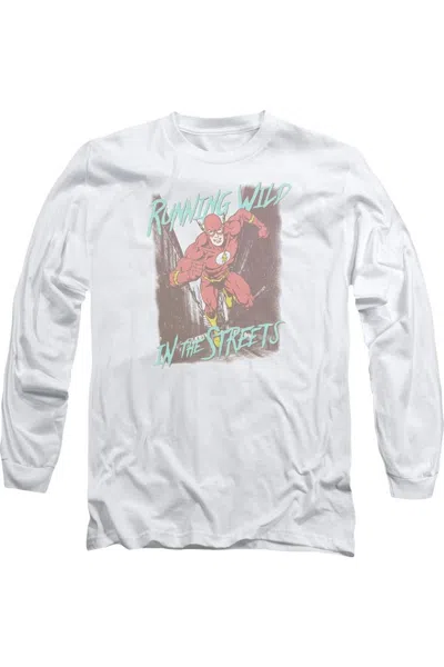Gildan Justice League Of America Running Wild Long Sleeve Adult Tee / T-shirt In White