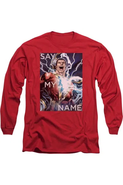 Gildan Justice League Of America Say My Name Long Sleeve Adult Tee / T-shirt In Red