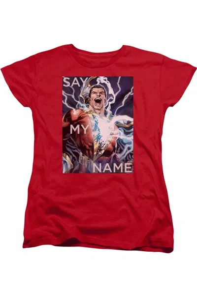 Gildan Justice League Of America Say My Name Short Sleeve Womens Tee / T-shirt In Red
