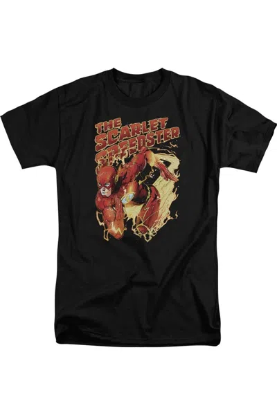Gildan Justice League Of America Scarlet Speedster Short Sleeve Adult Tall Tee / T-shirt In Black