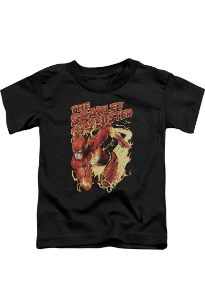 Gildan Kids' Justice League Of America Scarlet Speedster Short Sleeve Youth Tee / T-shirt In Black
