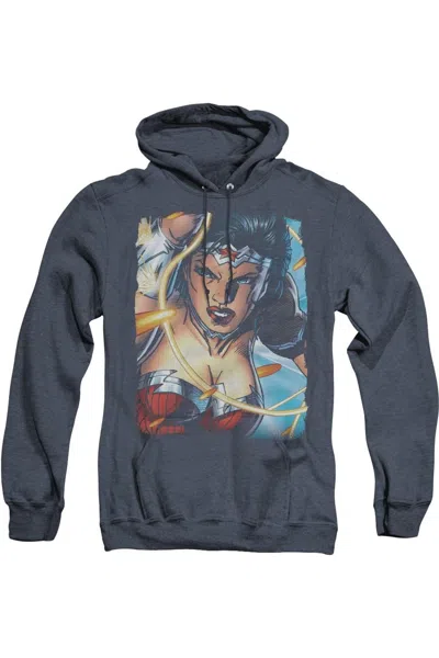 Gildan Justice League Of America Scowl Adult Heather Hoodie / Hooded Sweatshirt In Blue