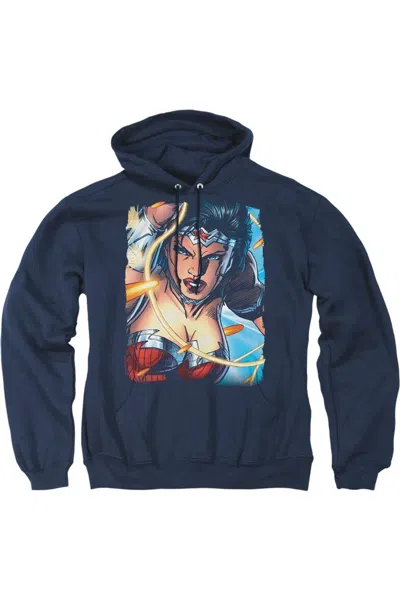 Gildan Justice League Of America Scowl Adult Pull Over Hoodie / Hooded Sweatshirt In Blue