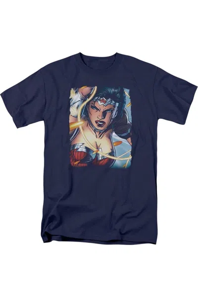 Gildan Justice League Of America Scowl Short Sleeve Adult Tee / T-shirt In Blue