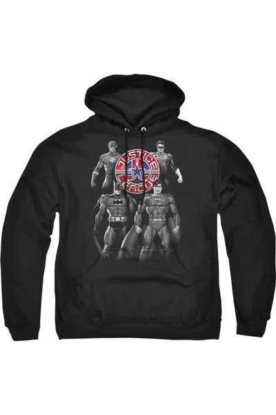 Gildan Justice League Of America Shades Of Gray Adult Pull Over Hoodie / Hooded Sweatshirt In Black