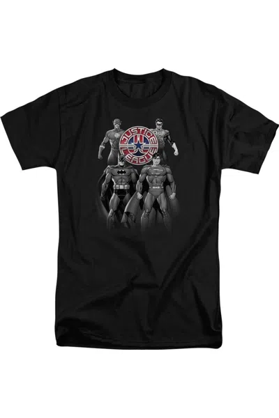 Gildan Justice League Of America Shades Of Gray Short Sleeve Adult Tall Tee / T-shirt In Black