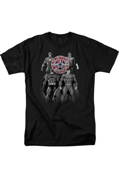 Gildan Justice League Of America Shades Of Gray Short Sleeve Adult Tee / T-shirt In Black