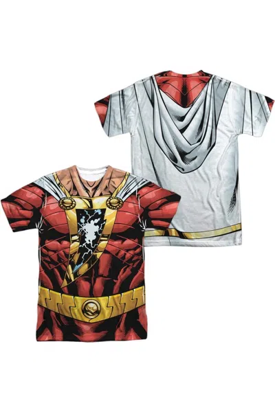 Gildan Justice League Of America Shazam Uniform (front/back Print) Short Sleeve Adult Poly Crew Tee / T-shi In Brown