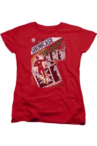 Gildan Justice League Of America Showcase #4 Cover Short Sleeve Womens Tee / T-shirt In Red