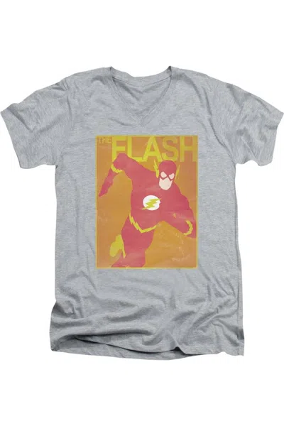 Gildan Justice League Of America Simple Flash Poster Short Sleeve Adult V Neck Premium Cotton Tee / T-shirt In Multi