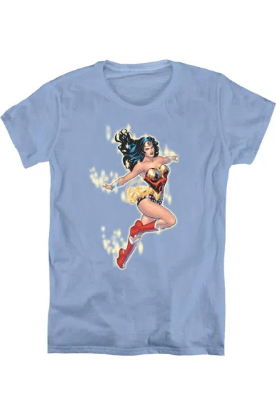 Gildan Justice League Of America Simple Wonder Woman Short Sleeve Womens Tee / T-shirt In Blue