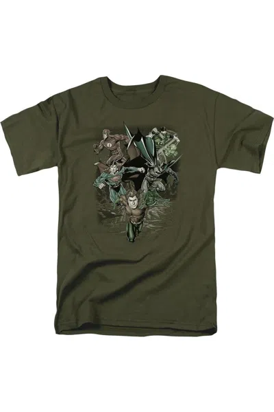 Gildan Justice League Of America Spacing Out Short Sleeve Adult Tee / T-shirt In Green