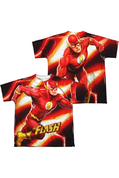 Gildan Kids' Justice League Of America Speed Bolt (front/back Print) Short Sleeve Youth Poly Crew Tee / T-shirt In Multi