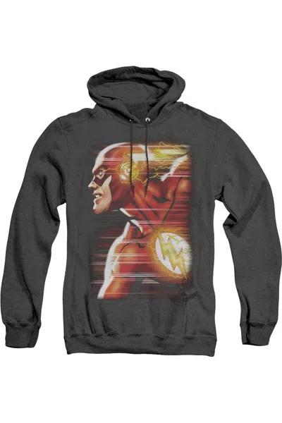 Gildan Justice League Of America Speed Head Adult Heather Hoodie / Hooded Sweatshirt In Black