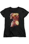 Gildan Justice League Of America Flash Glow Short Sleeve Womens Tee / T-shirt In Black