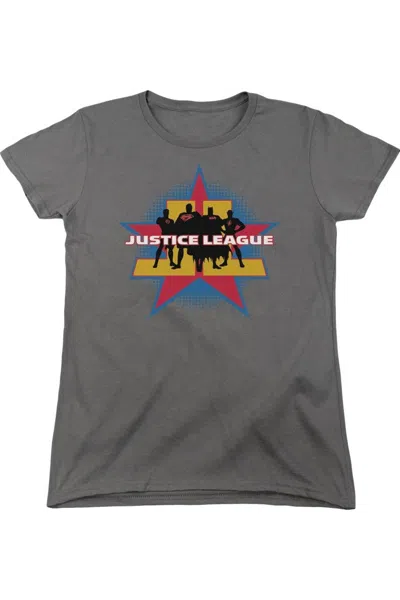 Gildan Justice League Of America Stand Tall Short Sleeve Womens Tee / T-shirt In Gray