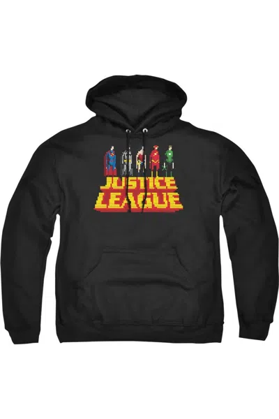 Gildan Justice League Of America Standing Above Adult Pull Over Hoodie / Hooded Sweatshirt In Black