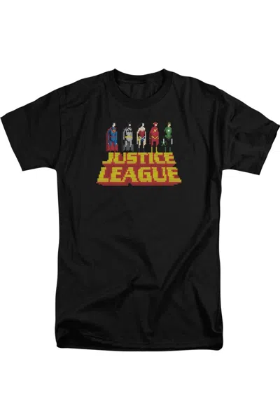 Gildan Justice League Of America Standing Above Short Sleeve Adult Tall Tee / T-shirt In Black