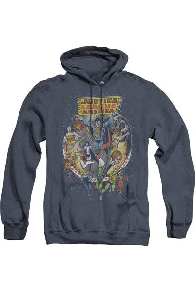 Gildan Justice League Of America Star Group Adult Heather Hoodie / Hooded Sweatshirt In Blue