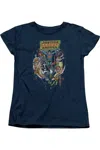 Gildan Justice League Of America Star Group Short Sleeve Womens Tee / T-shirt In Blue