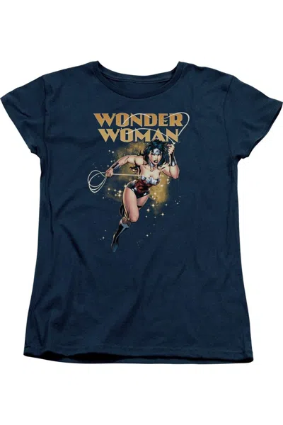 Gildan Justice League Of America Star Lasso Short Sleeve Womens Tee / T-shirt In Blue