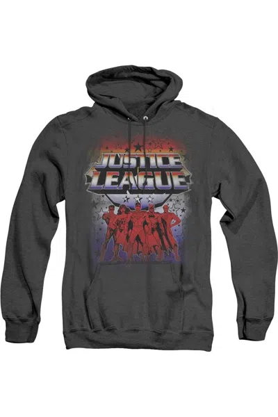 Gildan Justice League Of America Star League Adult Heather Hoodie / Hooded Sweatshirt In Black