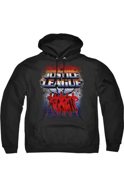 Gildan Justice League Of America Star League Adult Pull Over Hoodie / Hooded Sweatshirt In Black