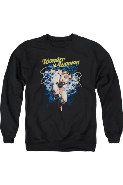 Gildan Justice League Of America Starburst Adult Crewneck Sweatshirt In Black