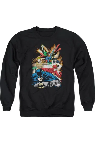 Gildan Justice League Of America Starburst Adult Crewneck Sweatshirt In Black
