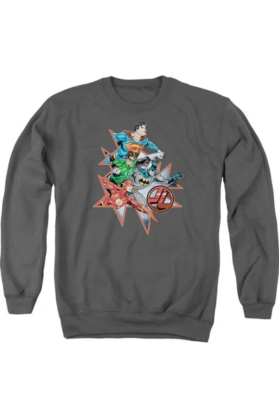 Gildan Justice League Of America Starburst Adult Crewneck Sweatshirt In Pink