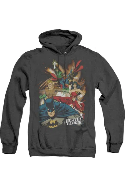 Gildan Justice League Of America Starburst Adult Heather Hoodie / Hooded Sweatshirt In Black