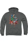 Gildan Justice League Of America Starburst Adult Pull Over Hoodie / Hooded Sweatshirt In Pink