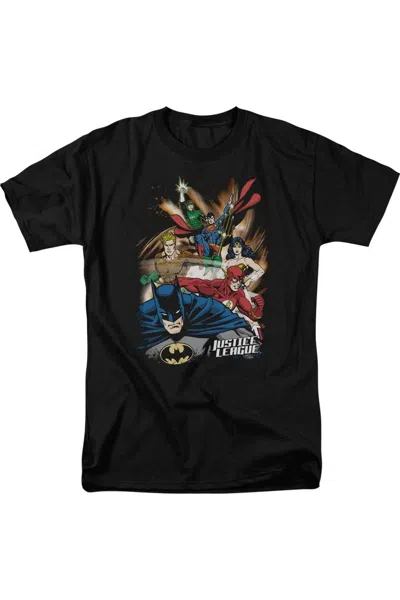 Gildan Justice League Of America Starburst Short Sleeve Adult Tee / T-shirt In Black