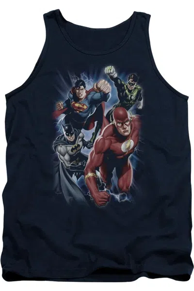 Gildan Justice League Of America Storm Chasers Adult Tank Top In Blue