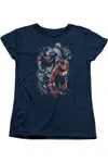 Gildan Justice League Of America Storm Chasers Short Sleeve Womens Tee / T-shirt In Blue
