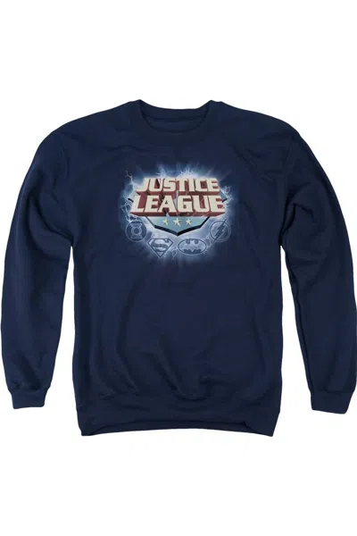 Gildan Justice League Of America Storm Logo Adult Crewneck Sweatshirt In Blue
