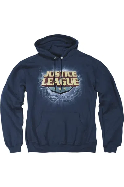 Gildan Justice League Of America Storm Logo Adult Pull Over Hoodie / Hooded Sweatshirt In Blue