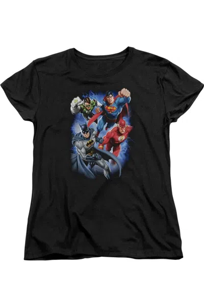 Gildan Justice League Of America Storm Makers Short Sleeve Womens Tee / T-shirt In Black