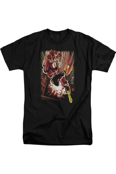 Gildan Justice League Of America Street Speed Short Sleeve Adult V Neck Tee / T-shirt In Black