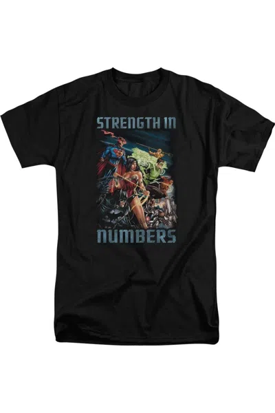 Gildan Justice League Of America Strength In Number Short Sleeve Adult Tall Tee / T-shirt In Black