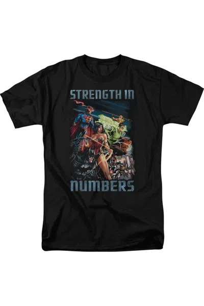 Gildan Justice League Of America Strength In Number Short Sleeve Adult Tee / T-shirt In Black