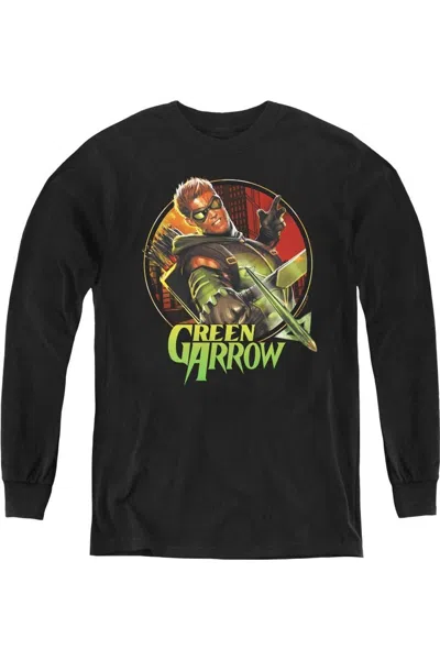 Gildan Kids' Justice League Of America Sunset Archer Youth Long Sleeve Tee / T-shirt In Black