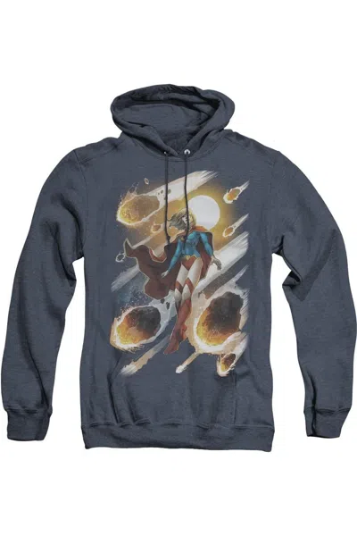 Gildan Justice League Of America Supergirl #1 Adult Heather Hoodie / Hooded Sweatshirt In Blue