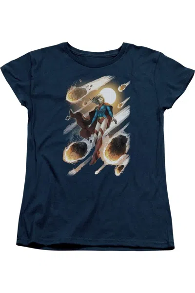 Gildan Justice League Of America Supergirl #1 Short Sleeve Womens Tee / T-shirt In Blue