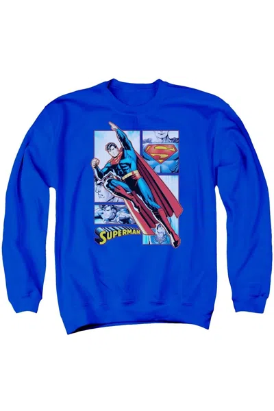Gildan Justice League Of America Superman Panels Adult Crewneck Sweatshirt In Blue