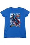 Gildan Justice League Of America Superman Panels Short Sleeve Womens Tee / T-shirt In Blue
