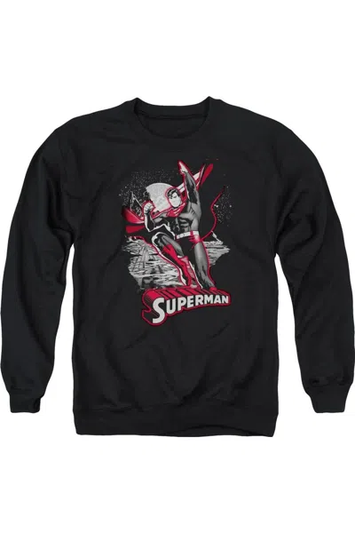 Gildan Justice League Of America Superman Red & Gray Adult Crewneck Sweatshirt In Black
